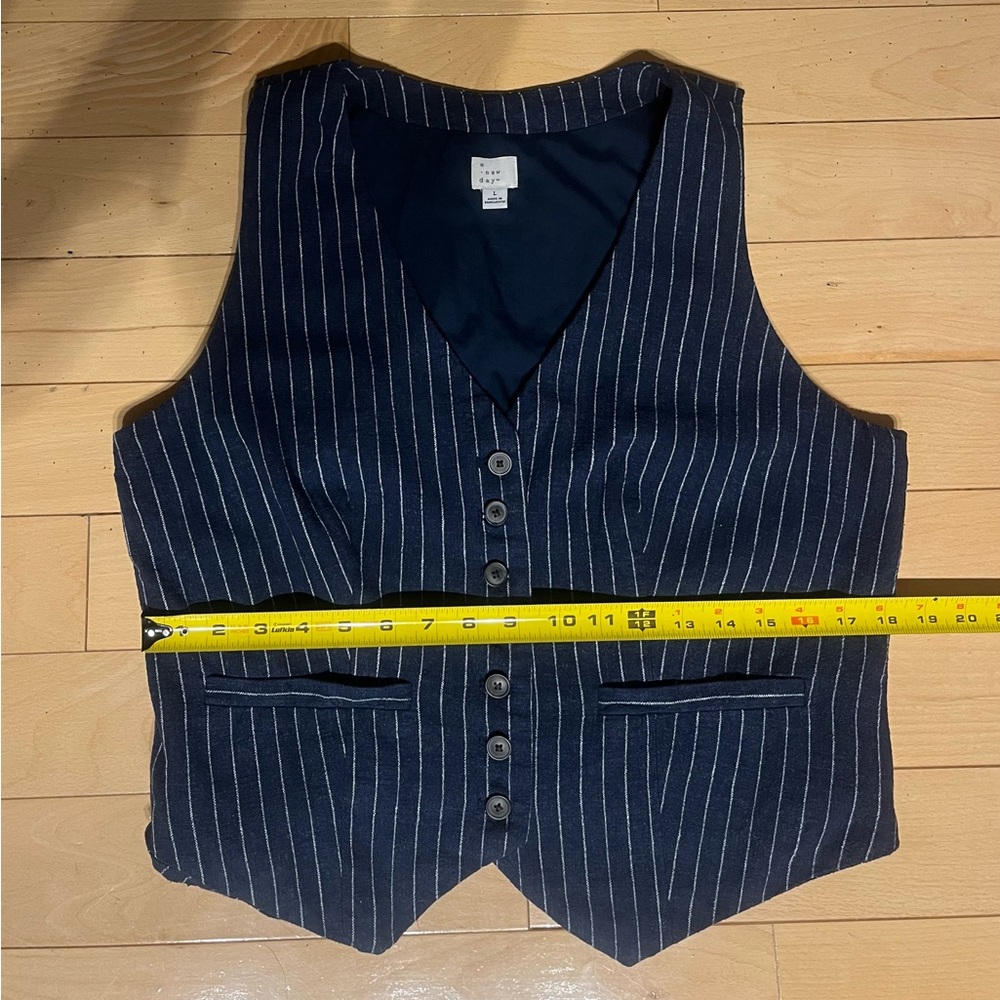 Women's Tailored Suit Vest - A New Day Navy Striped L - Picture 6 of 11